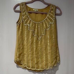 Boston Proper Tan Embellished Tank Top